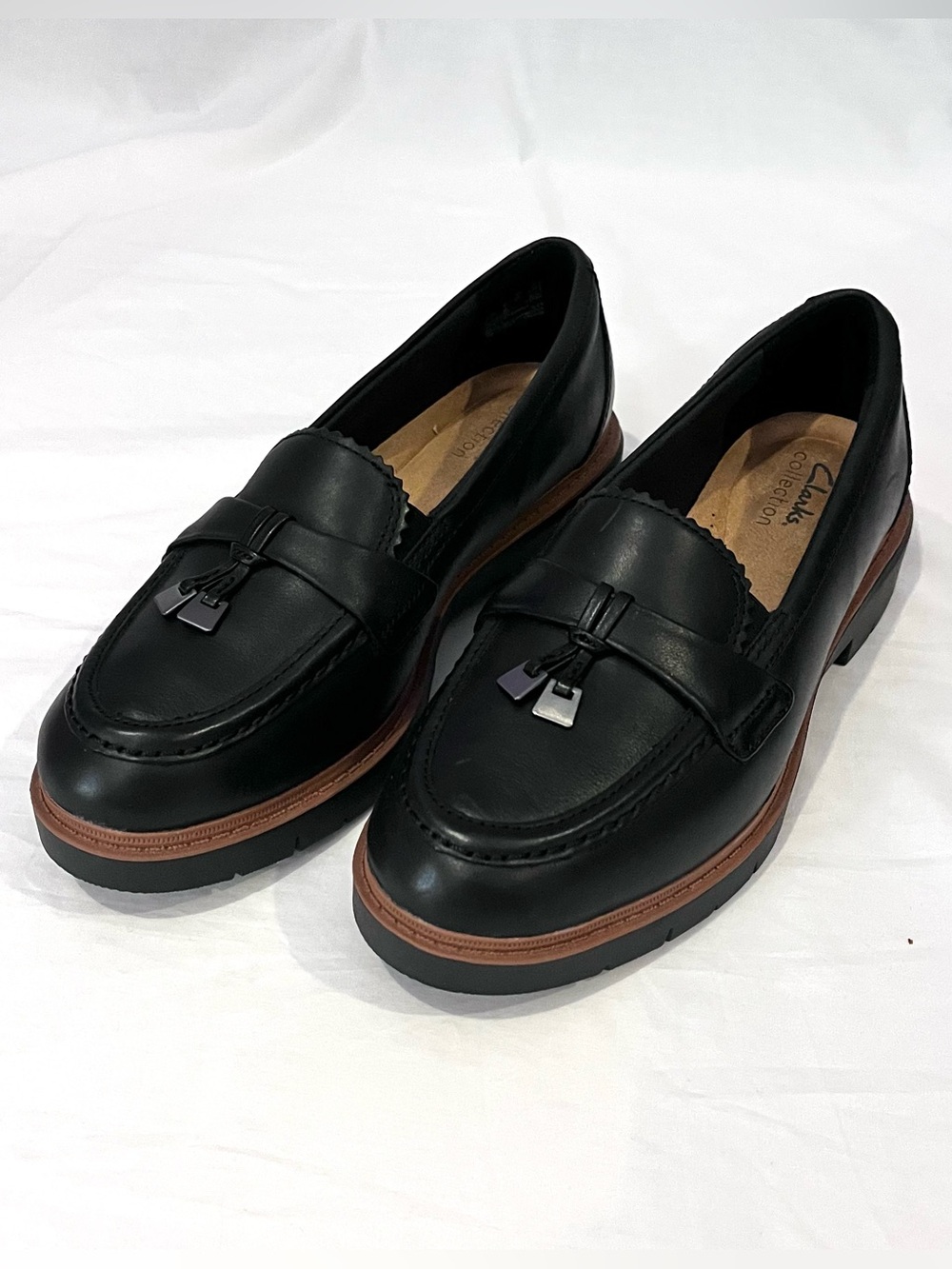 Clarks Collection 'Westlynn Bella' Black Leather Tassel Loafers 7W